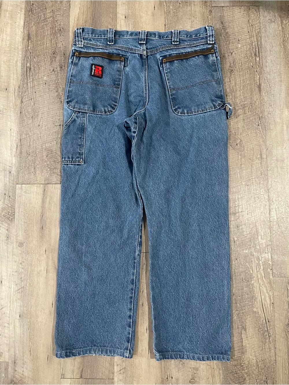Wrangler Blue Denim Jeans with Red Patch Detail